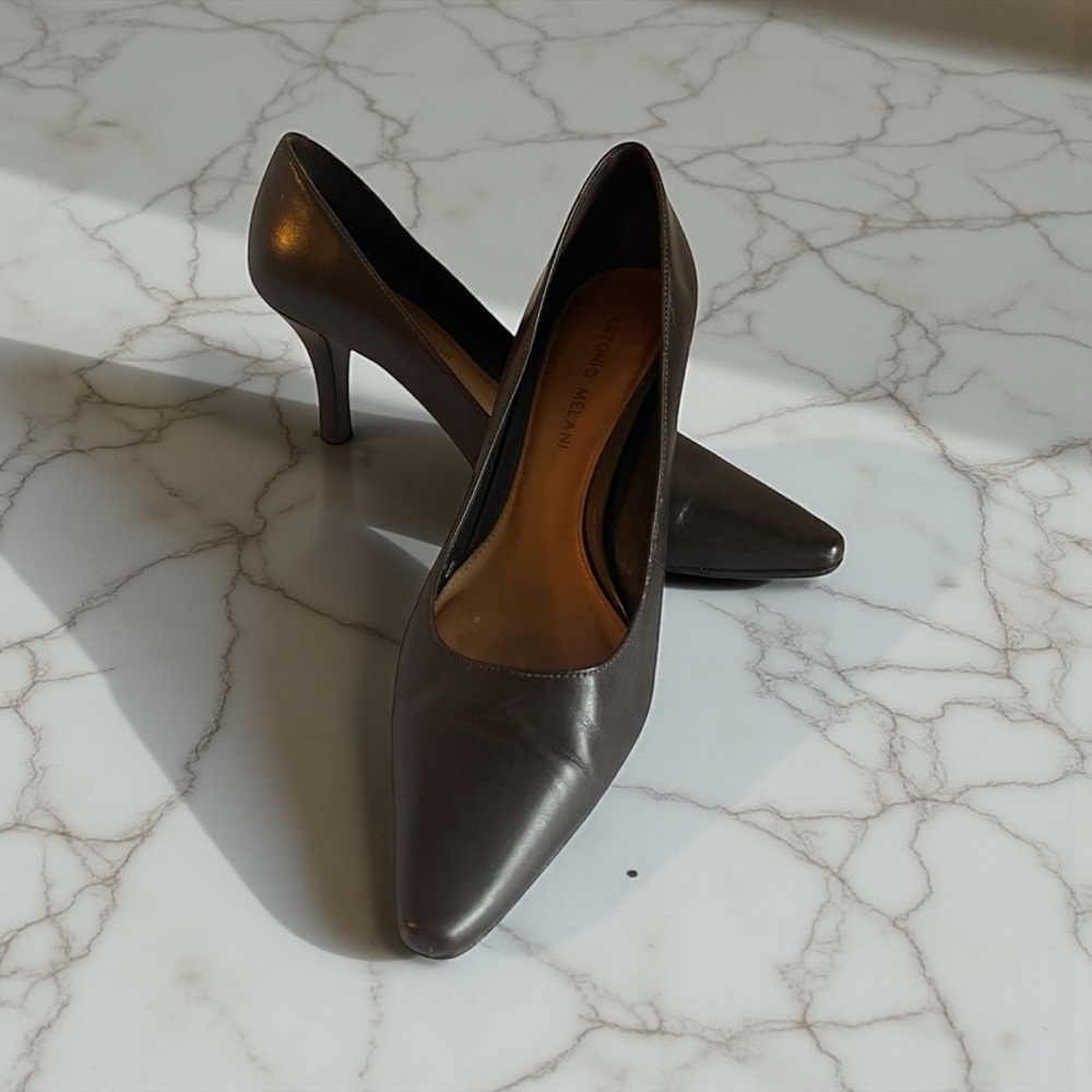 Antonio Melani Pointed Toe Brown Leather Pump